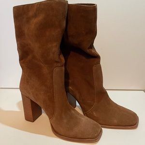 DOLCE VITA Nokia Brown Leather Suede Slouch Booties 8M